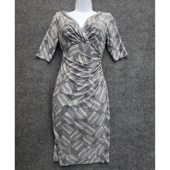 Lauren Ralph Lauren Dresses & Skirts - Lauren Ralph Lauren Faux Wrap Ruched Geometric Jersey Sheath Dress Women Size 4